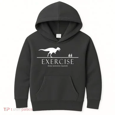 Exercise Some Motivation Required Running from T-Rex Kids Hoodie
