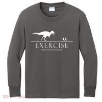 Exercise Some Motivation Required Running from T-Rex Kids Long Sleeve Shirt thumb 0