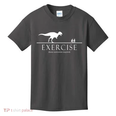 Exercise Some Motivation Required Running from T-Rex Kids T-Shirt
