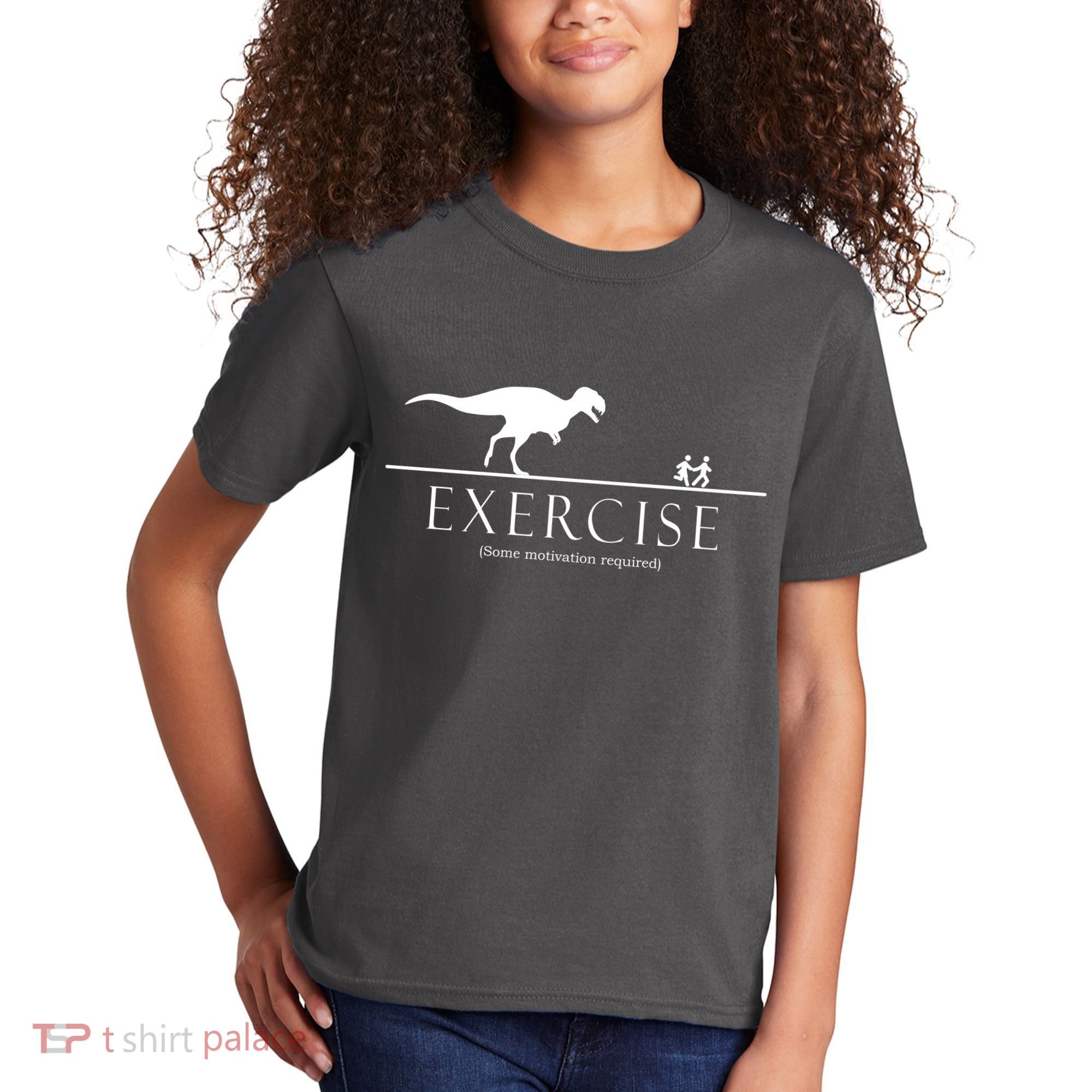 Exercise Some Motivation Required Running from T-Rex Kids T-Shirt