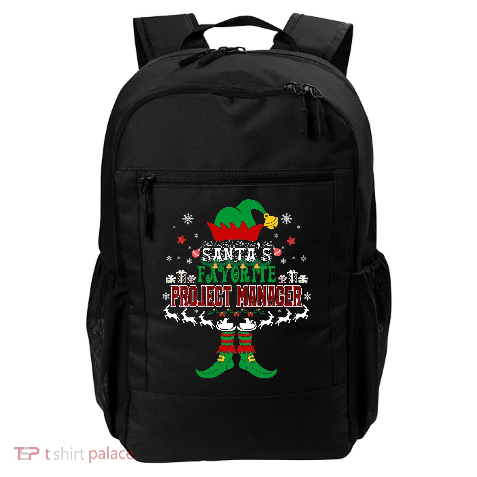 Elf Xmas Gift SantaS Favorite Project Manager Ugly Sweater Backpack
