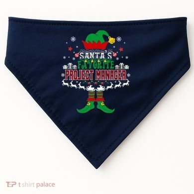 Elf Xmas Gift SantaS Favorite Project Manager Ugly Sweater USA-Made Doggie Bandana