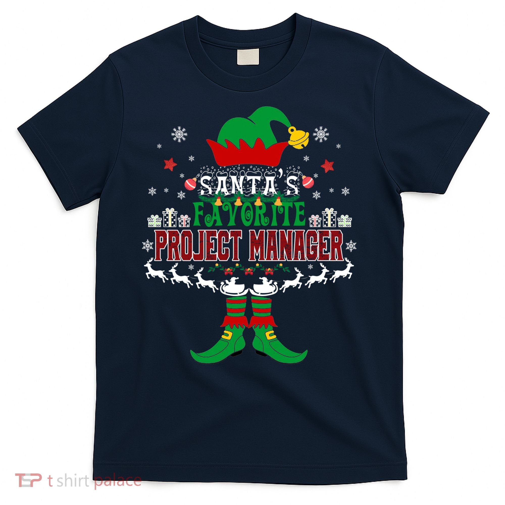 Elf Xmas Gift SantaS Favorite Project Manager Ugly Sweater T-Shirt