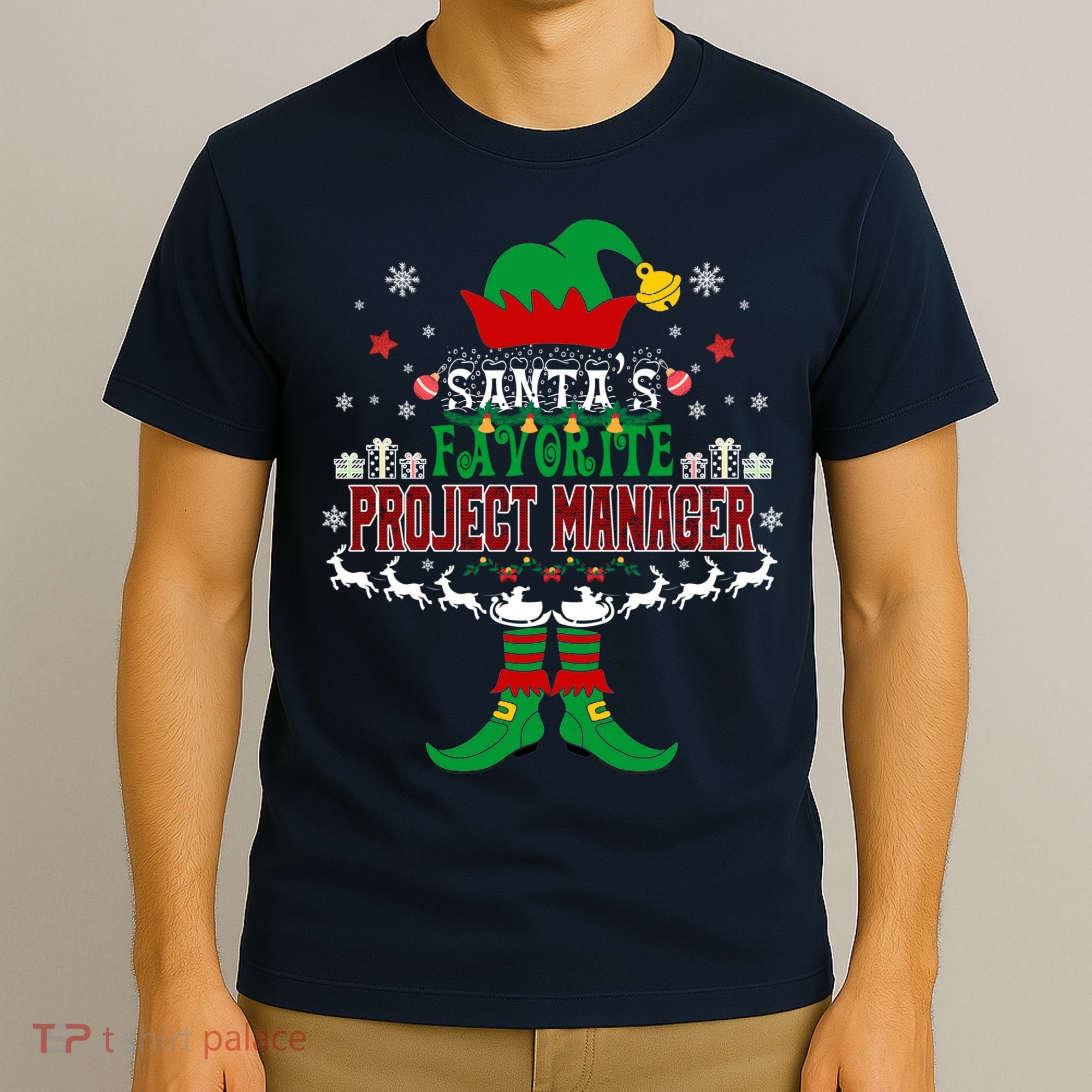Elf Xmas Gift SantaS Favorite Project Manager Ugly Sweater T-Shirt