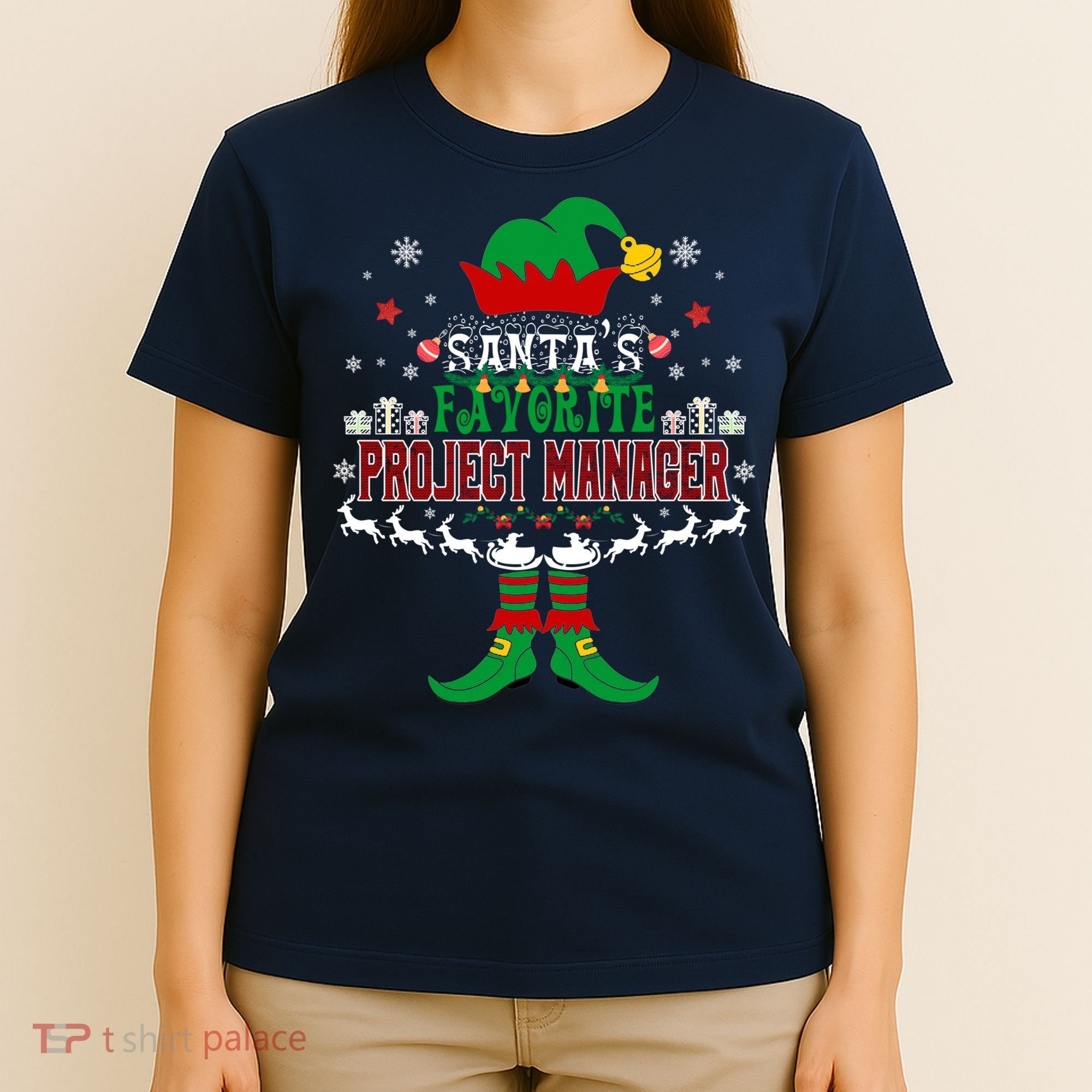 Elf Xmas Gift SantaS Favorite Project Manager Ugly Sweater T-Shirt