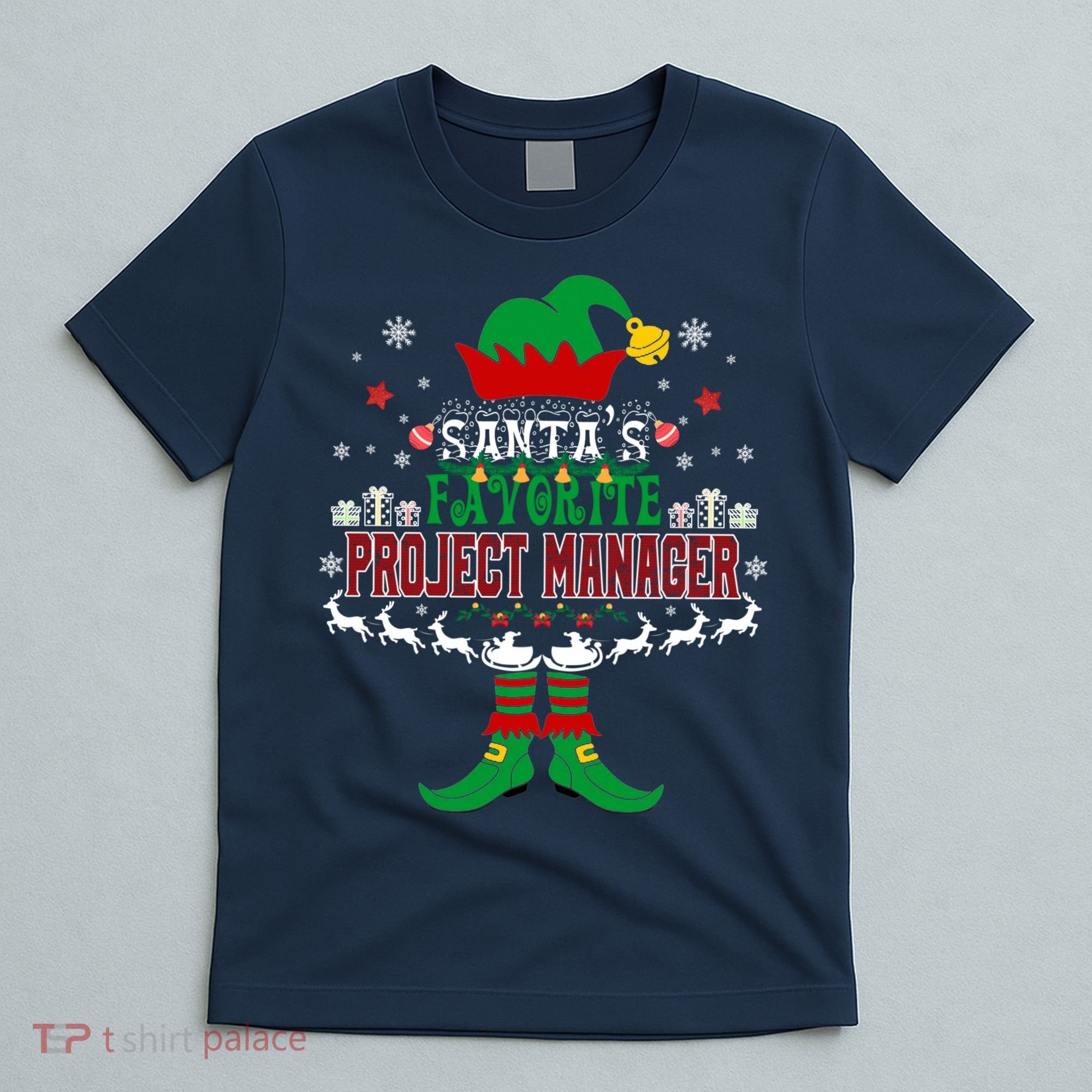 Elf Xmas Gift SantaS Favorite Project Manager Ugly Sweater T-Shirt