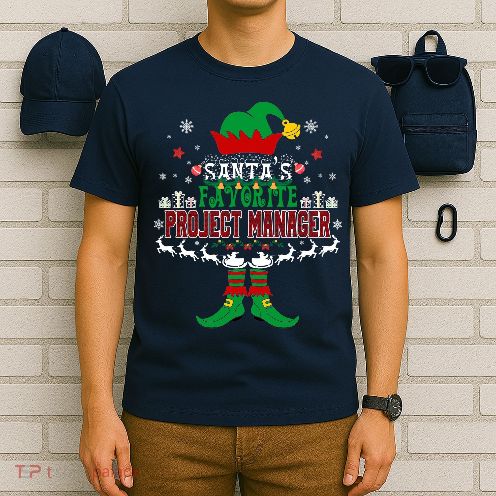 Elf Xmas Gift SantaS Favorite Project Manager Ugly Sweater T-Shirt