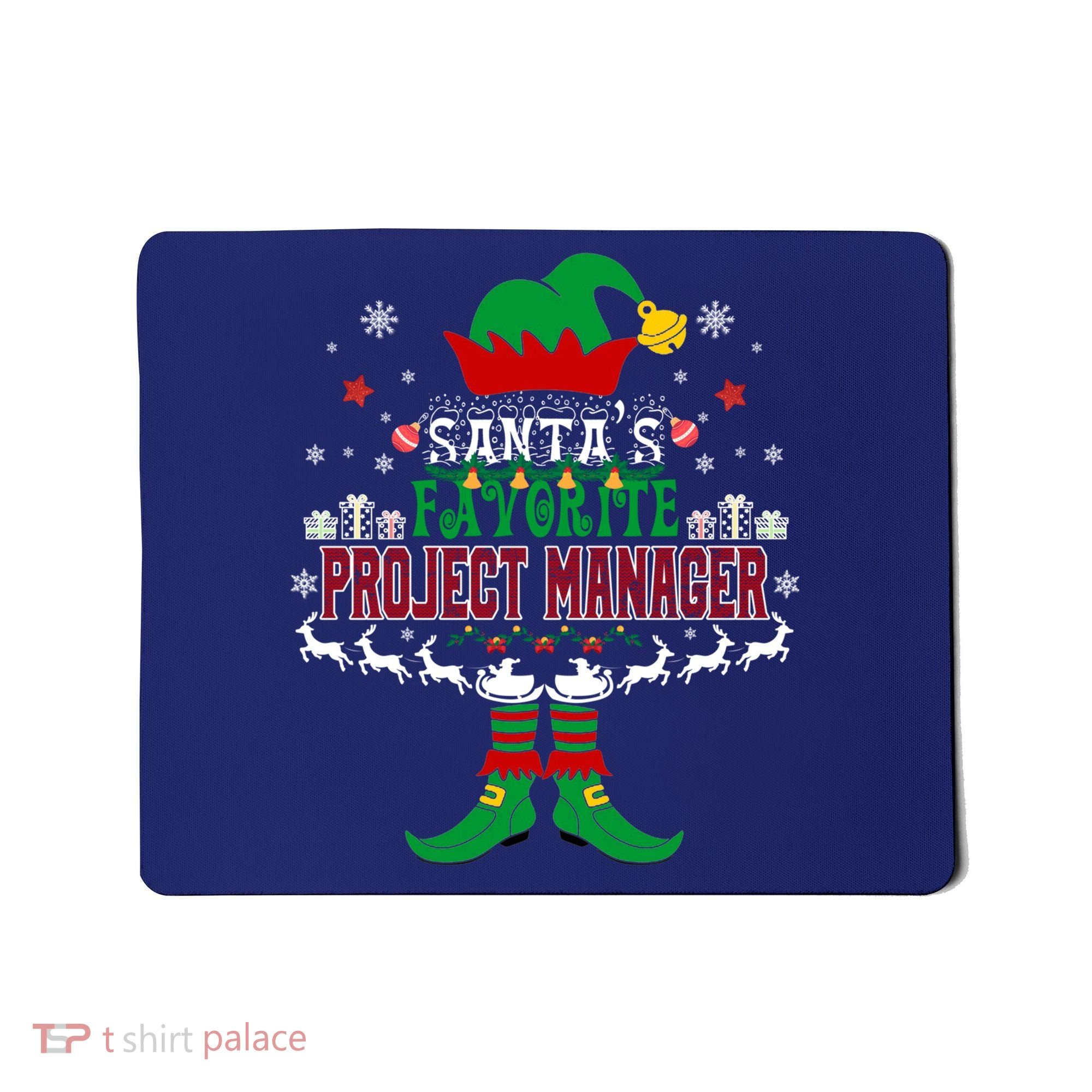 Elf Xmas Gift SantaS Favorite Project Manager Ugly Sweater Mousepad