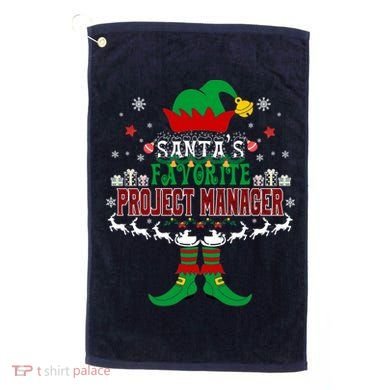 Elf Xmas Gift SantaS Favorite Project Manager Ugly Sweater Golf Towel