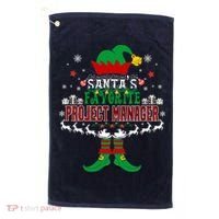 Elf Xmas Gift SantaS Favorite Project Manager Ugly Sweater Golf Towel thumb 0