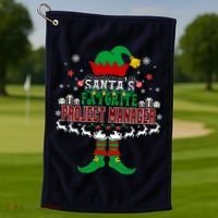 Elf Xmas Gift SantaS Favorite Project Manager Ugly Sweater Golf Towel thumb 1