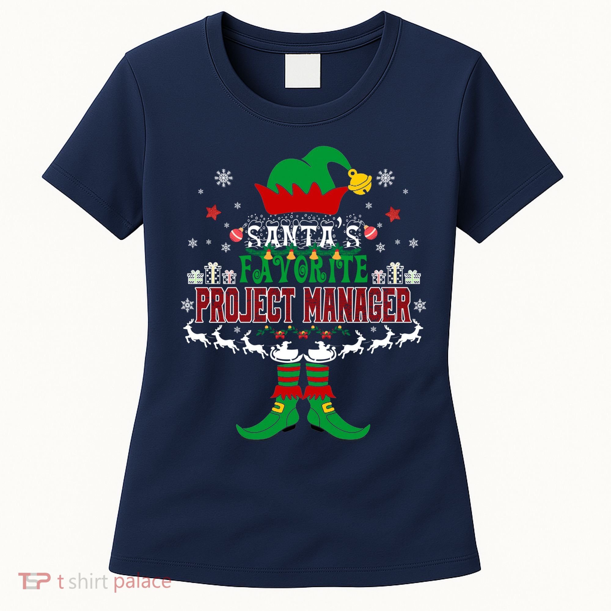 Elf Xmas Gift SantaS Favorite Project Manager Ugly Sweater Women's T-Shirt