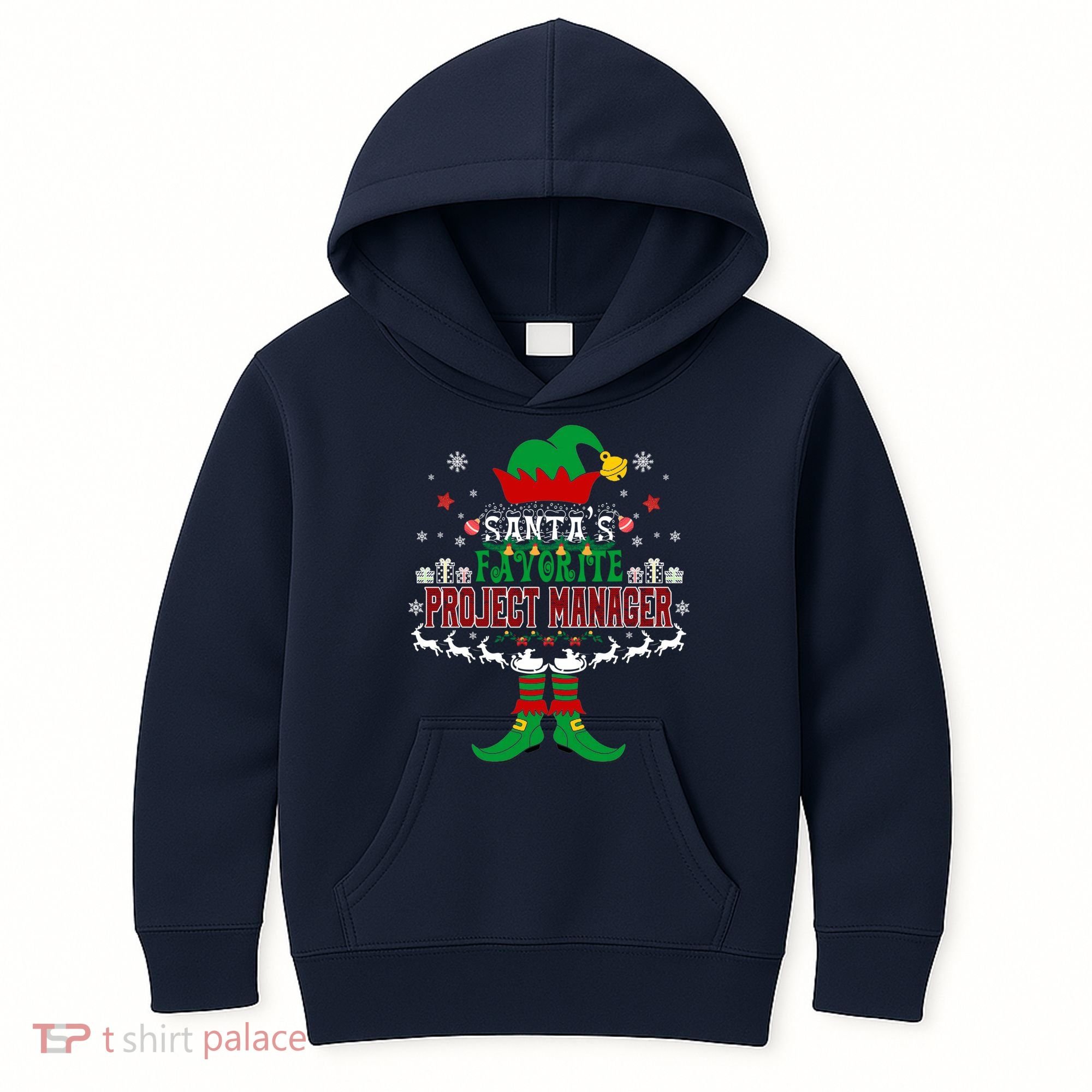 Elf Xmas Gift SantaS Favorite Project Manager Ugly Sweater Kids Hoodie