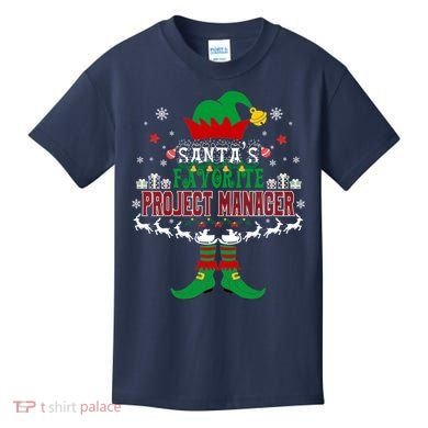 Elf Xmas Gift SantaS Favorite Project Manager Ugly Sweater Kids T-Shirt