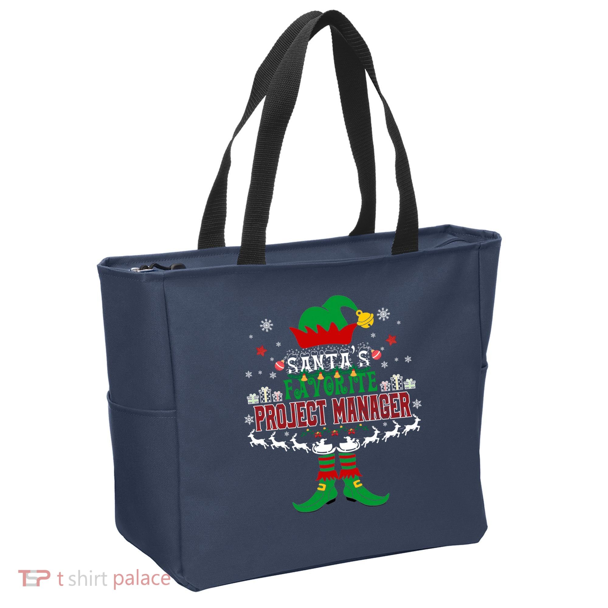 Elf Xmas Gift SantaS Favorite Project Manager Ugly Sweater Tote Bag