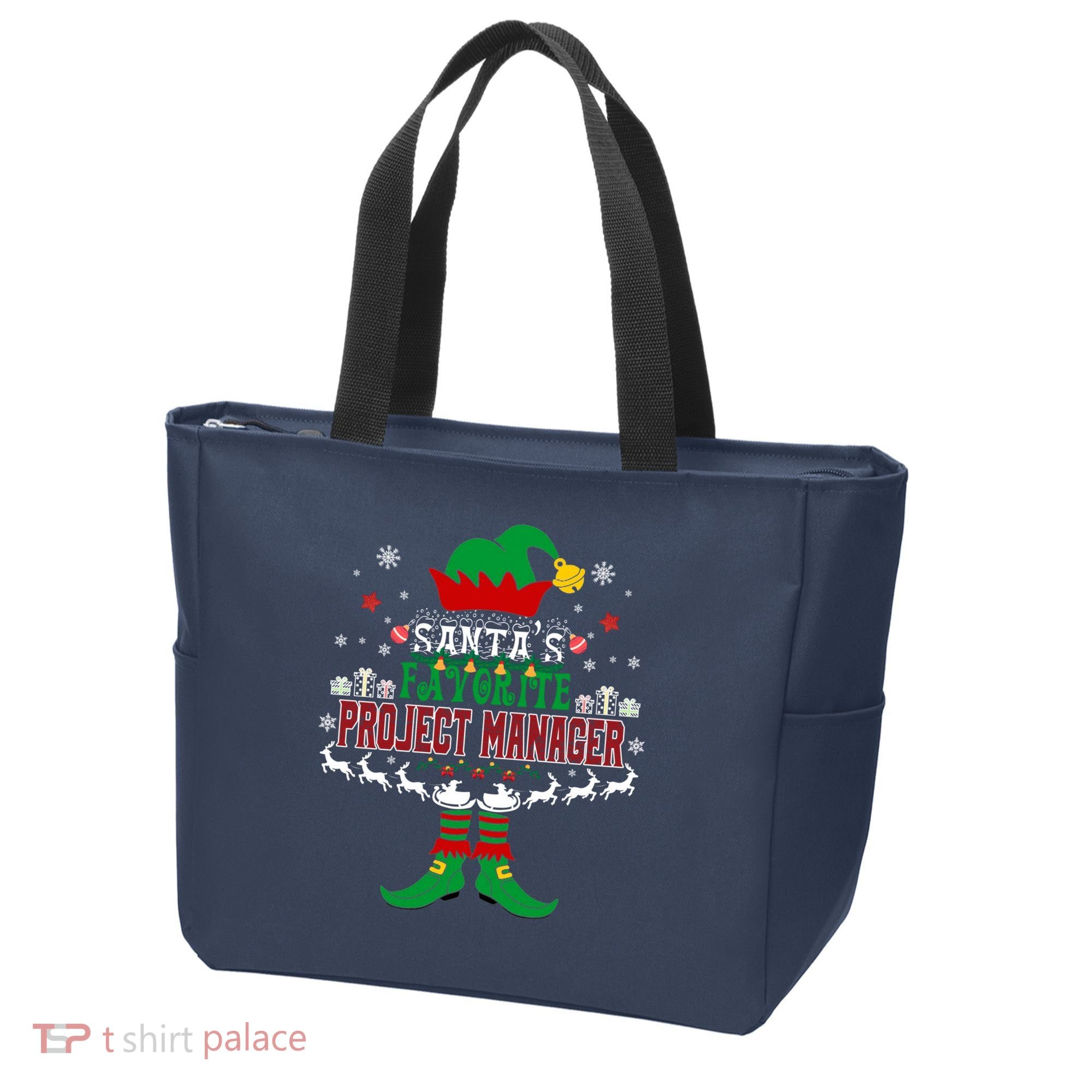 Elf Xmas Gift SantaS Favorite Project Manager Ugly Sweater Tote Bag