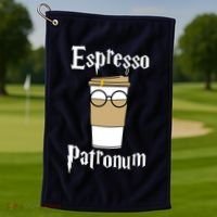 Espresso Patronum Funny Coffee Golf Towel thumb 1