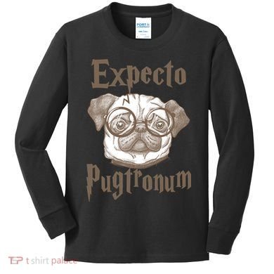 Expecto Pugtronum Funny Pug Kids Long Sleeve Shirt
