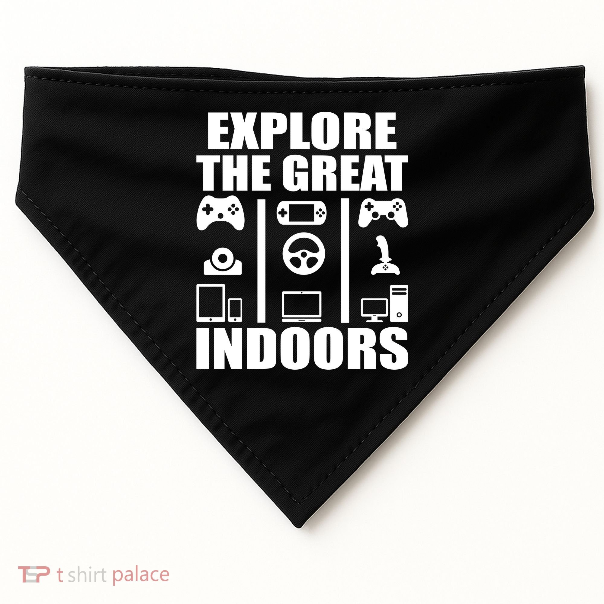 Explore The Great Indoors Funny Video Game USA-Made Doggie Bandana