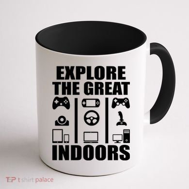 Explore The Great Indoors Funny Video Game Coffee Mug back