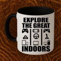 Explore The Great Indoors Funny Video Game Coffee Mug thumb 2