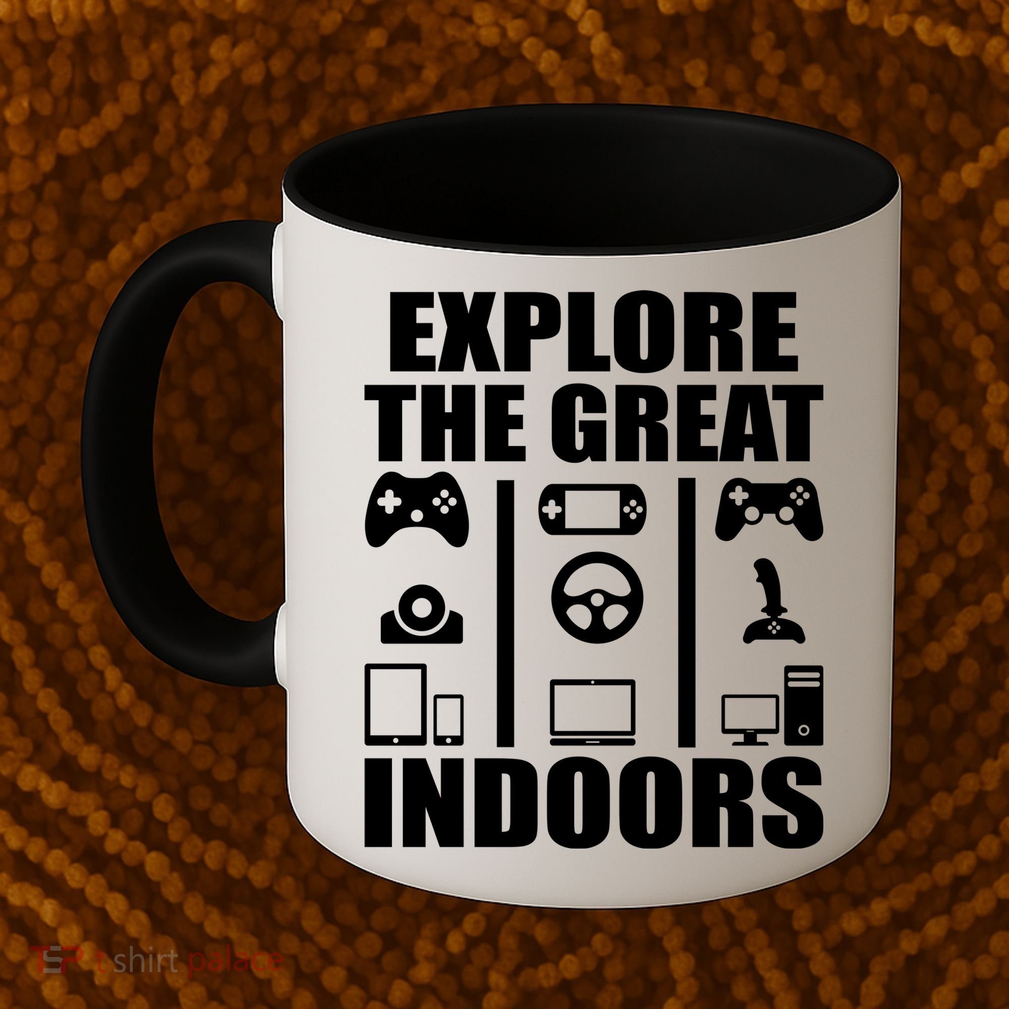 Explore The Great Indoors Funny Video Game Coffee Mug