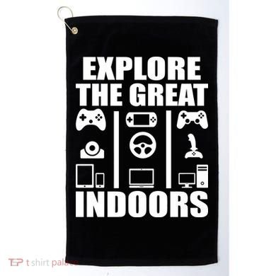 Explore The Great Indoors Funny Video Game Golf Towel