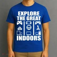 Explore The Great Indoors Funny Video Game T-Shirt thumb 3