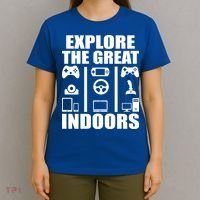 Explore The Great Indoors Funny Video Game T-Shirt thumb 4