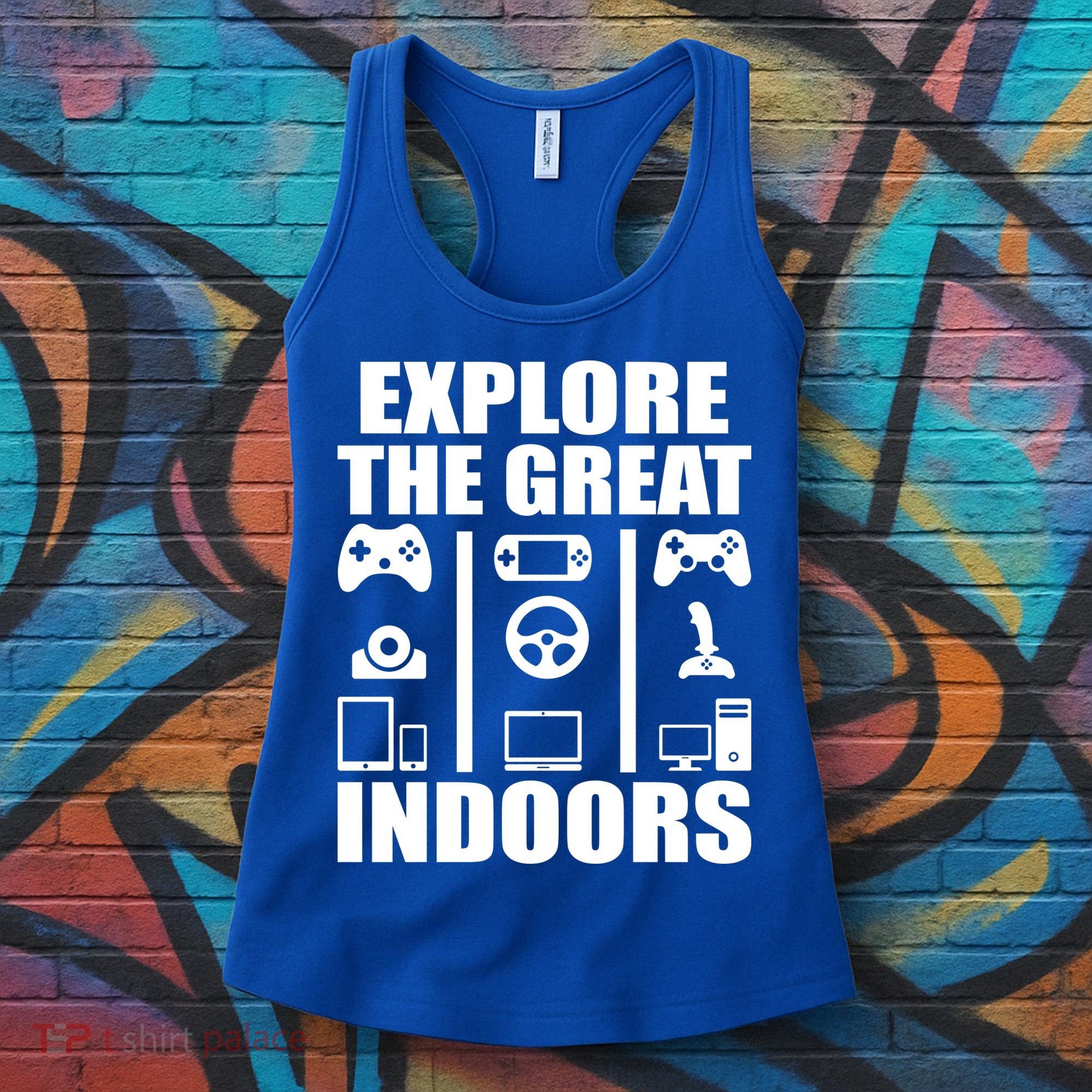 Explore The Great Indoors Funny Video Game Women's Tank Top