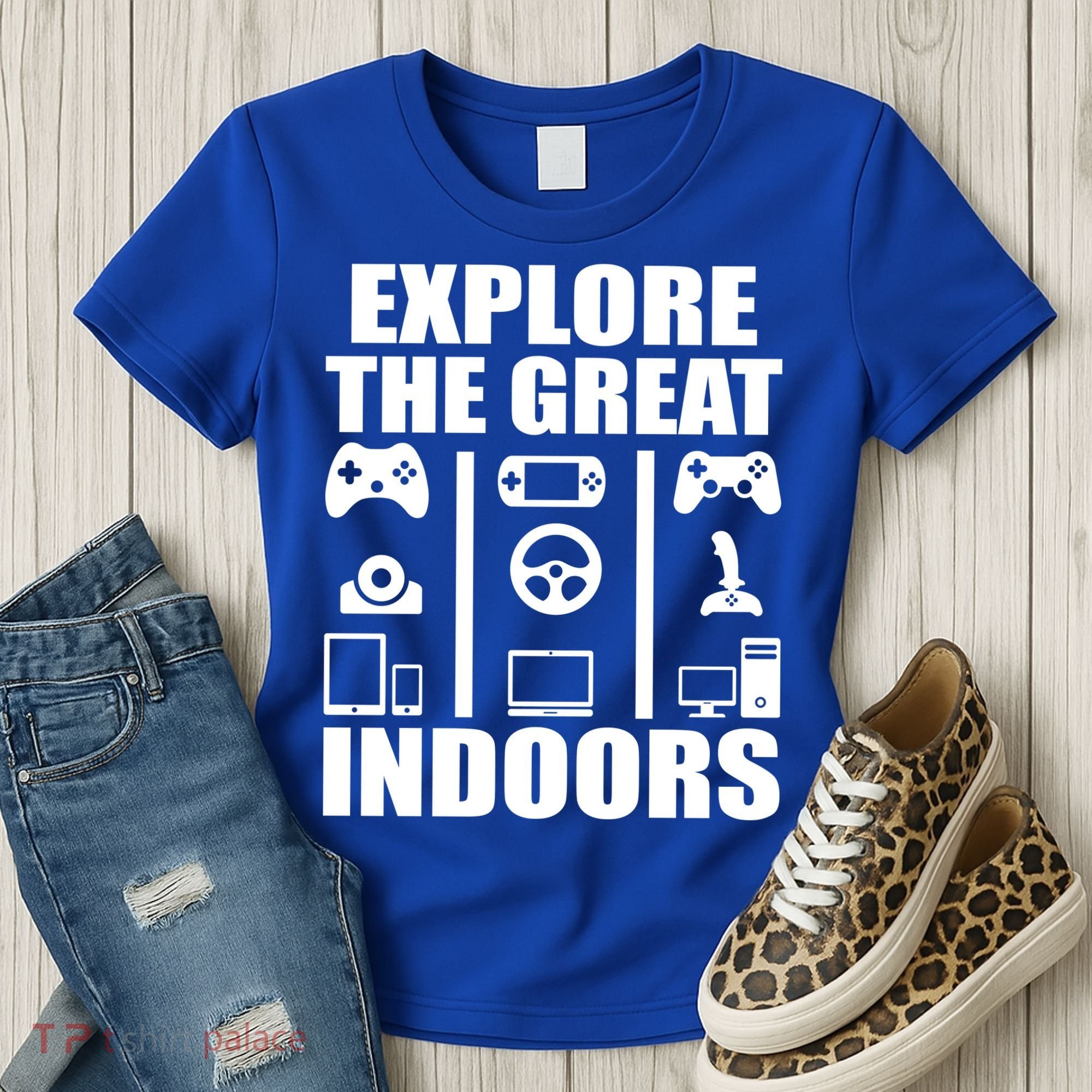 Explore The Great Indoors Funny Video Game Women's T-Shirt