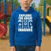 Explore The Great Indoors Funny Video Game Kids Hoodie thumb 2
