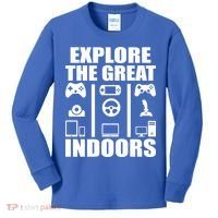 Explore The Great Indoors Funny Video Game Kids Long Sleeve Shirt thumb 0