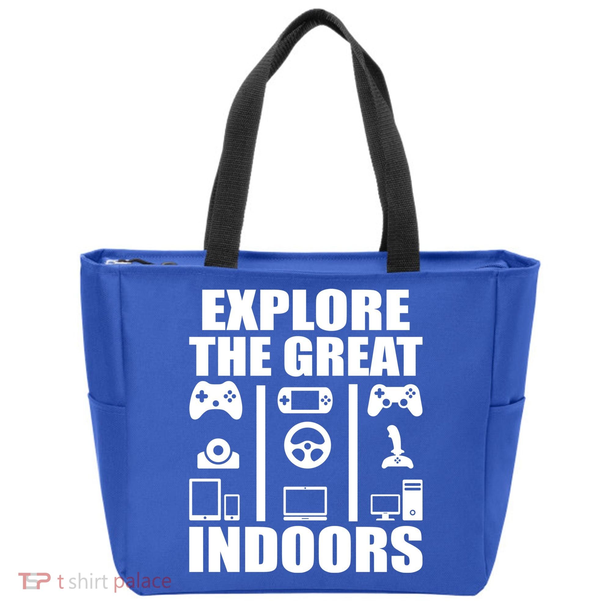 Explore The Great Indoors Funny Video Game Tote Bag
