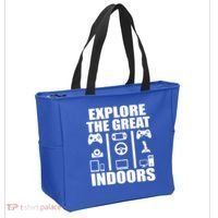 Explore The Great Indoors Funny Video Game Tote Bag thumb 2