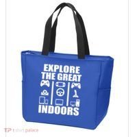 Explore The Great Indoors Funny Video Game Tote Bag thumb 3