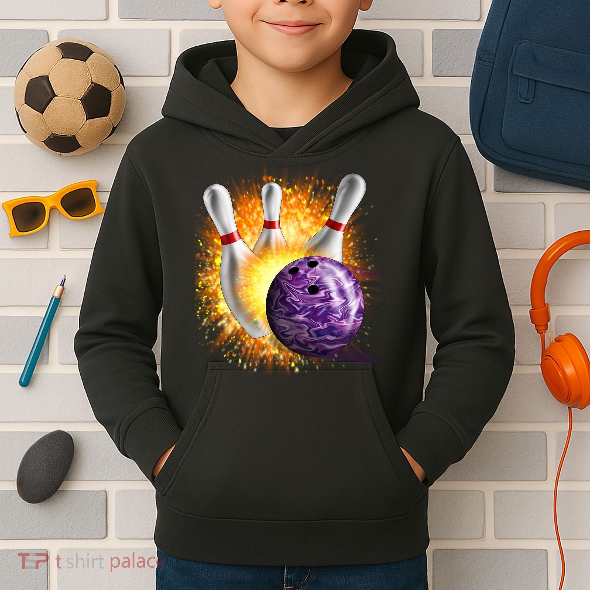 Explosive Spare Hit Bowling Kids Hoodie