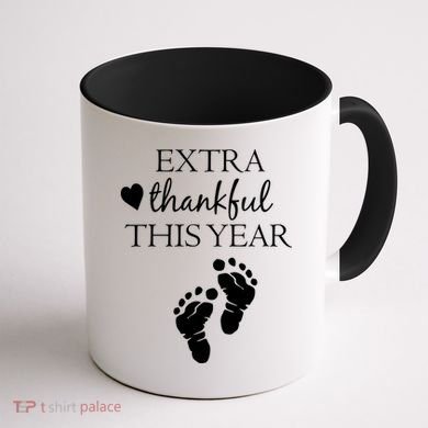Extra Thankful This Year Pregnancy Coffee Mug back