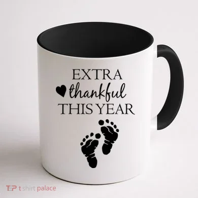 Extra Thankful This Year Pregnancy Coffee Mug back