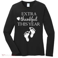 Extra Thankful This Year Pregnancy Women's Long Sleeve Shirt thumb 0