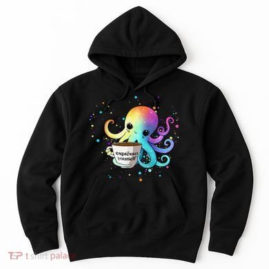 Espresso Yourself Cute Rainbow Octopus Coffee Mug Design Hoodie