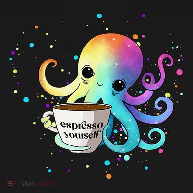 Espresso Yourself Cute Rainbow Octopus Coffee Mug Design Tall T-Shirt