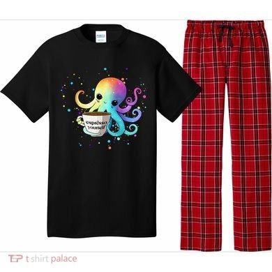 Espresso Yourself Cute Rainbow Octopus Coffee Mug Design Pajama Set