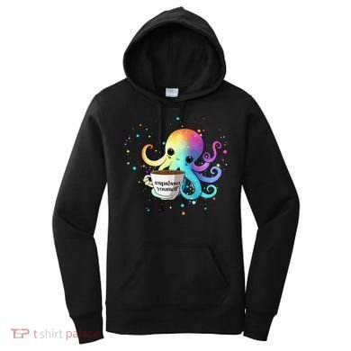 Espresso Yourself Cute Rainbow Octopus Coffee Mug Design Women's Hoodie
