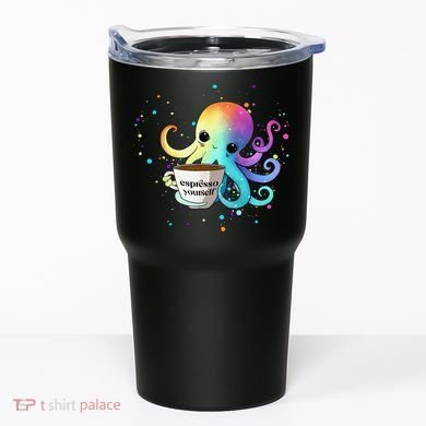 Espresso Yourself Cute Rainbow Octopus Coffee Mug Design Tumbler