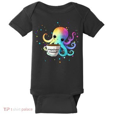Espresso Yourself Cute Rainbow Octopus Coffee Mug Design Baby Bodysuit