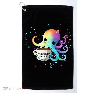 Espresso Yourself Cute Rainbow Octopus Coffee Mug Design Golf Towel