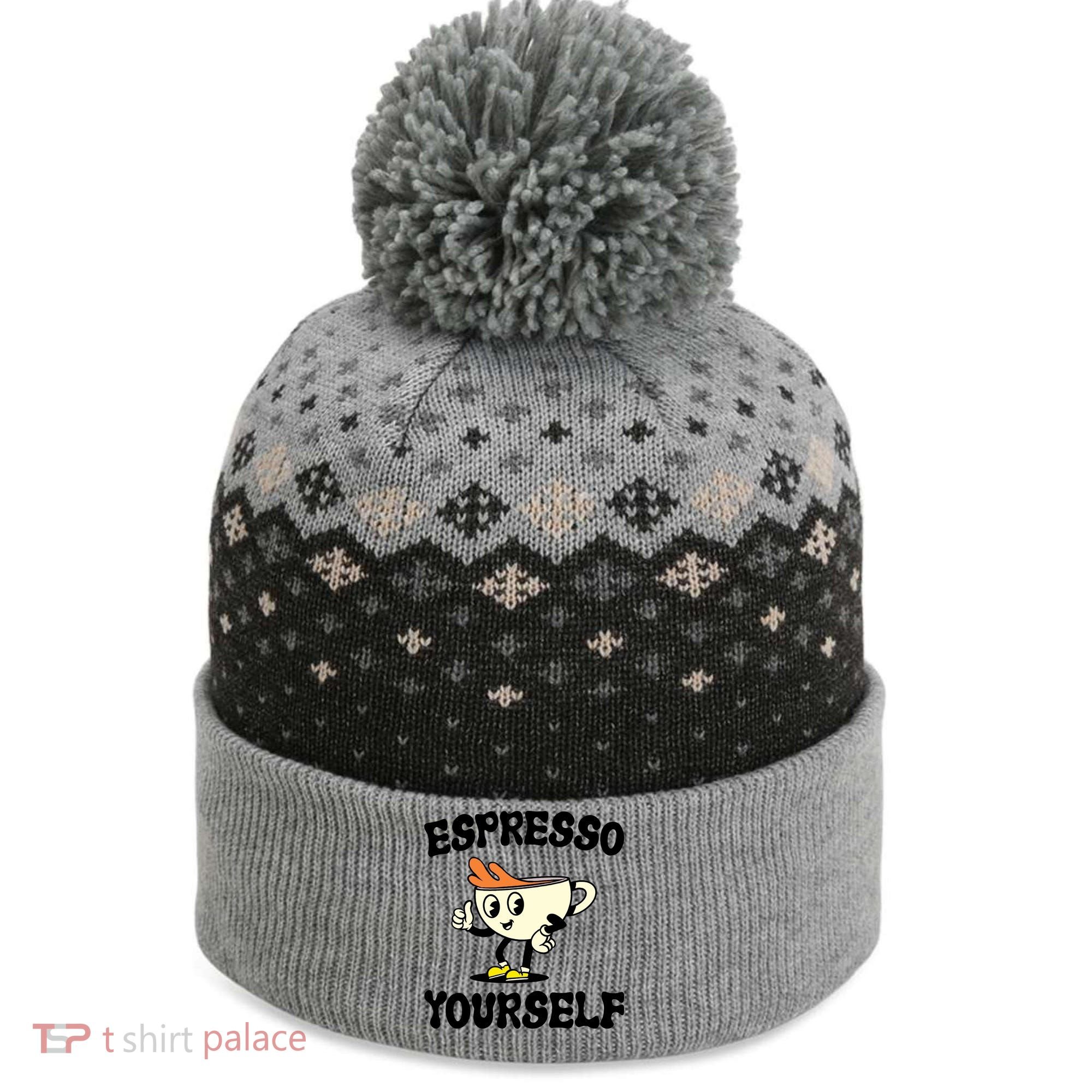 Espresso Yourself Funny Coffee Lover The Baniff Cuffed Pom Beanie