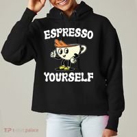 Espresso Yourself Funny Coffee Lover Ladies Heavyweight Boxy Pullover Hoodie thumb 0