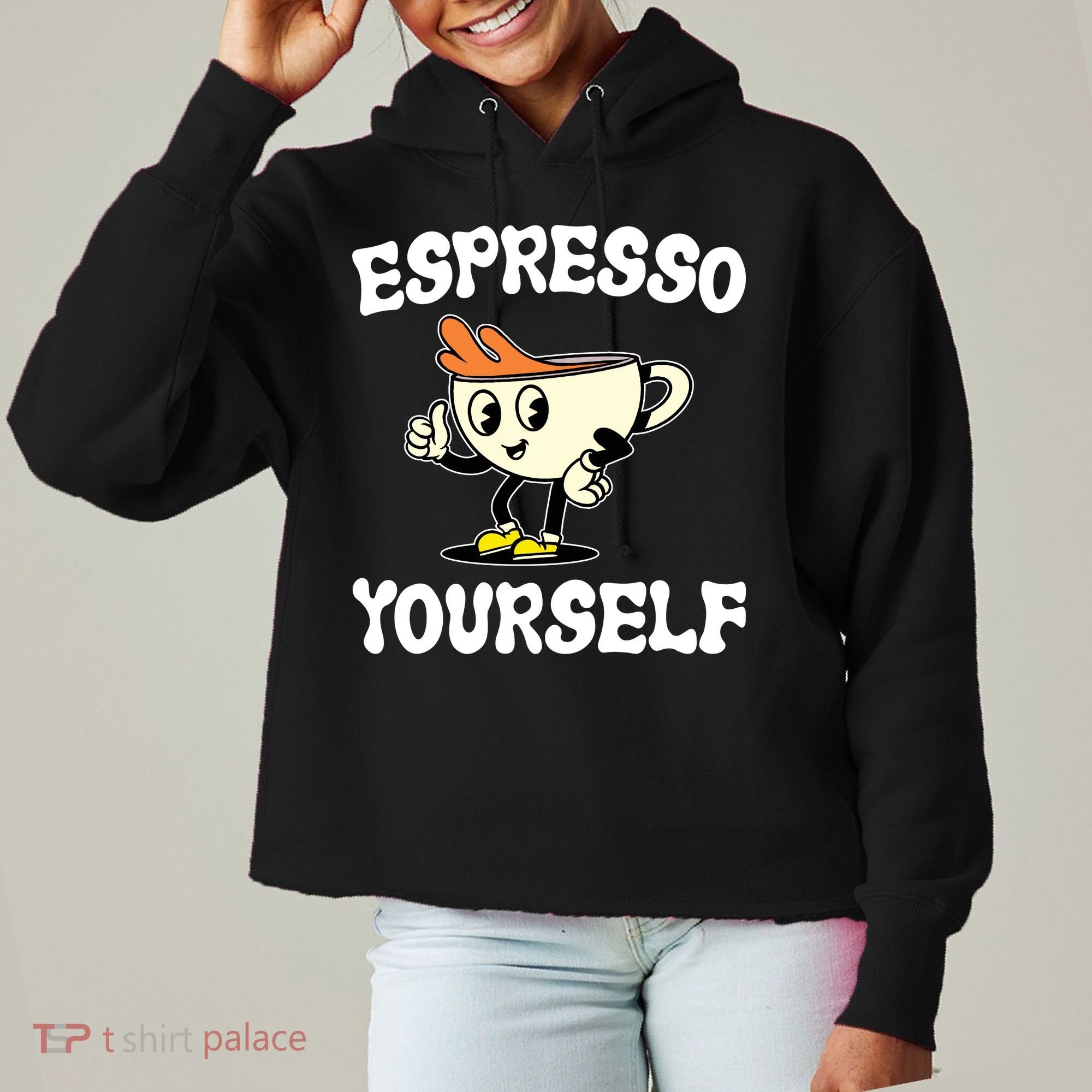 Espresso Yourself Funny Coffee Lover Ladies Heavyweight Boxy Pullover Hoodie